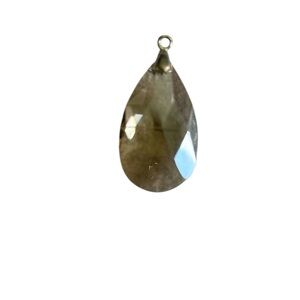 Elegant Silver Tone Champagne Crystal Teardrop Pendant